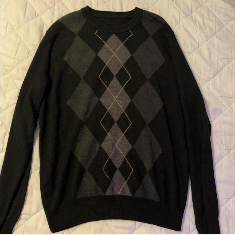 Black and Gray Argyle Sweater